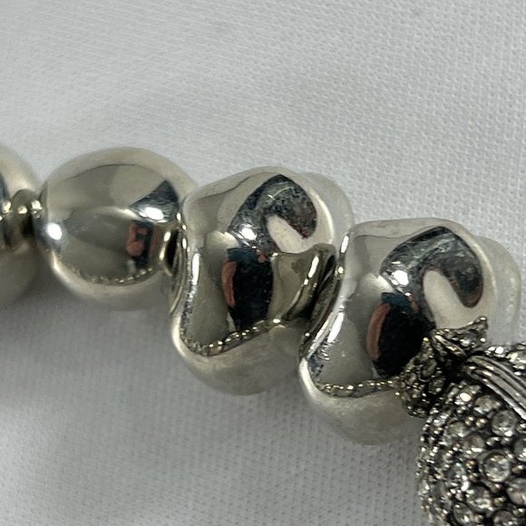 Chicos Silver Tone Beaded Necklace Rhinestones 22" Adjustable - Picture 4 of 11